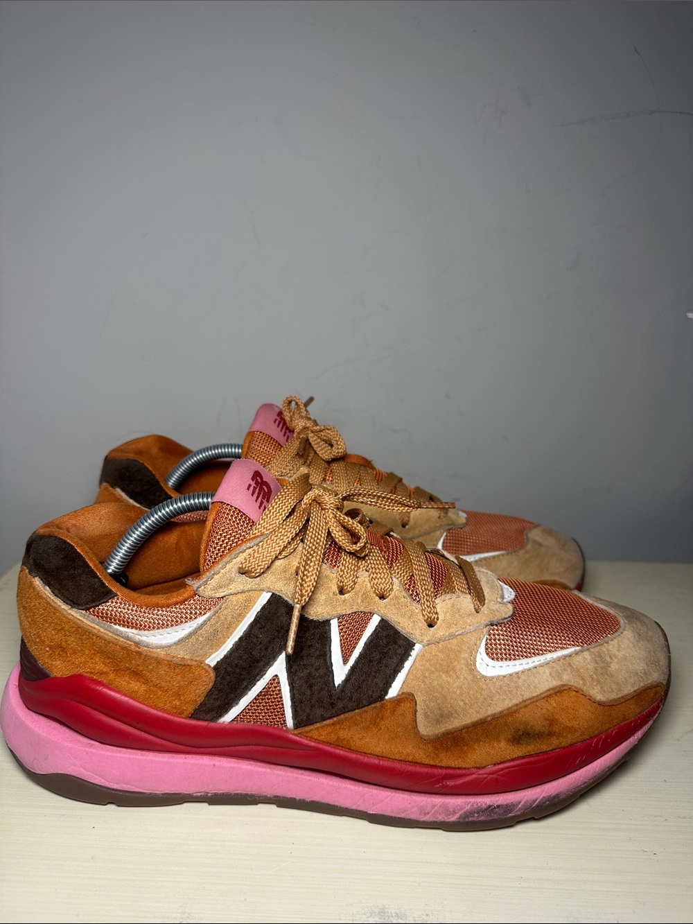 New Balance 57/40 Multicolor Suede & Mesh Colorblock brown red pink Sneakers
